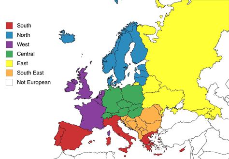 Map of Europe with regions